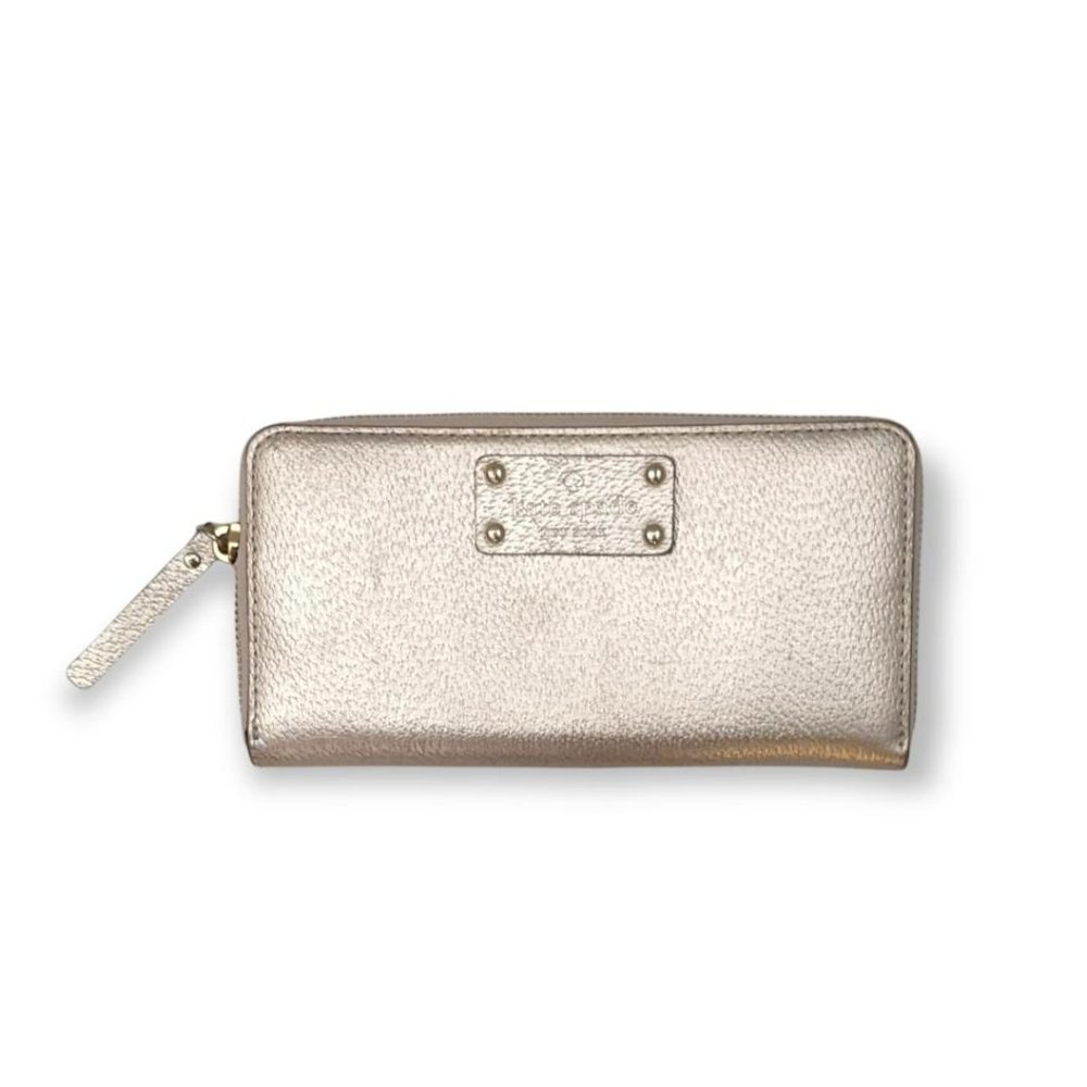 kate spade Wellesley Neda Zip Around Bifold Leather Wallet Rose Gold